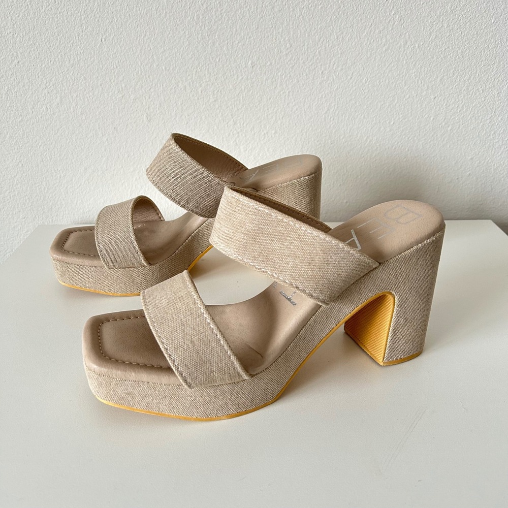 Beach by Matisse Gem Sand Textile Platform Slide Sandals Womens 10M Neutral